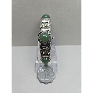 Marcel Drucker Quartz Marcasite Green Cabochon Hidden Dial Watch New Battery